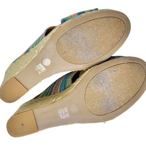 Colorful Wedge Sandals Women 8.5 Espadrille Shoes CL Laundry Bohemian 39 Spring - Picture 2 of 14